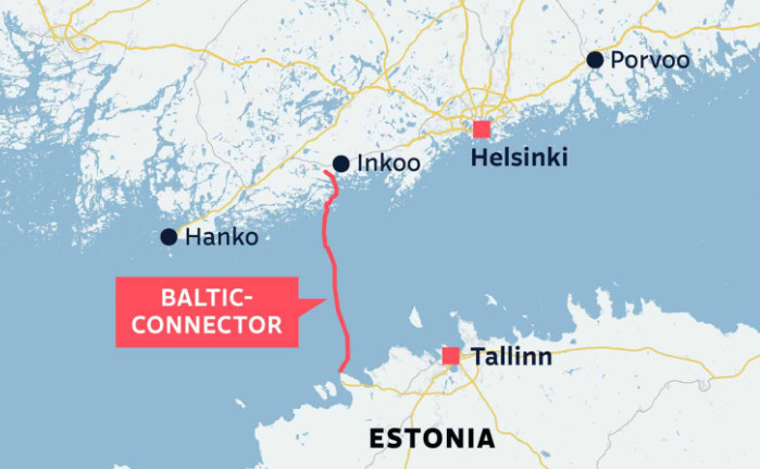 Пошкодження газопроводу Balticconnector, що зв'язує Фінляндію та Естонію, було виявлено 7 жовтня